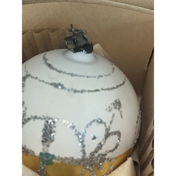 2 Boxes Christmas Ornaments 8 Bulbs Vintage Imperial Gold White POLAND - Picture 8 of 8